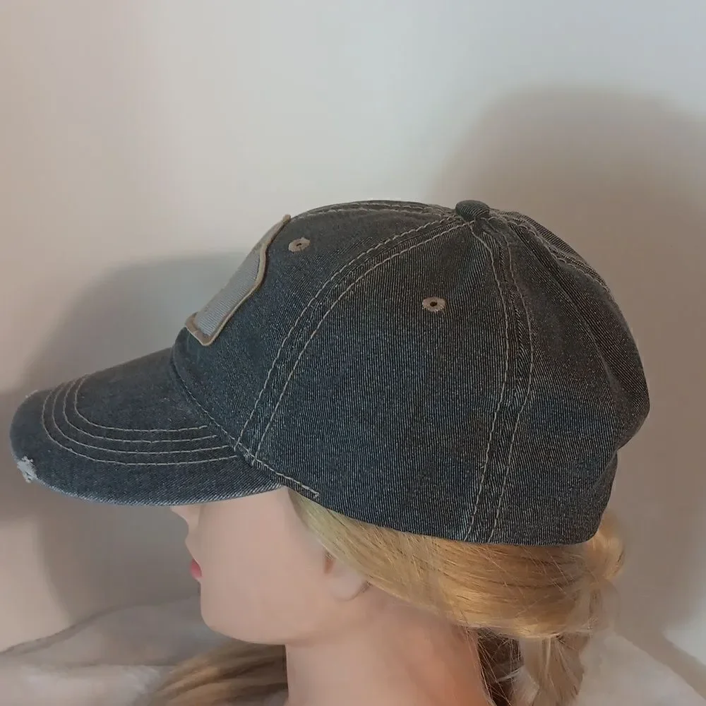 Crystal Beach Texas Gray Denim Cap